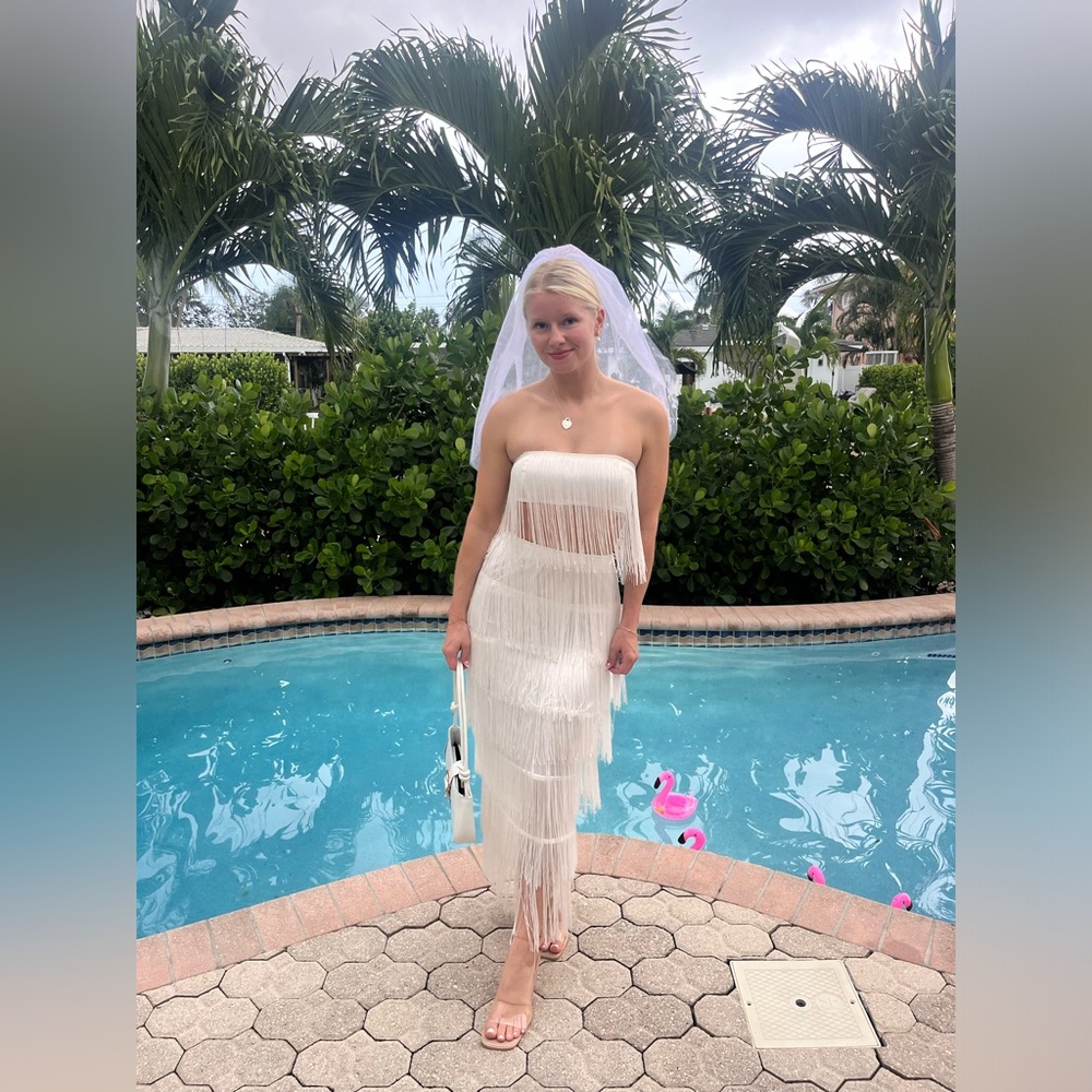 White bridal skirt set